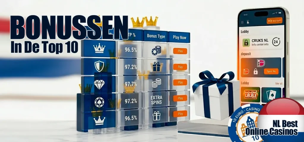 Vergelijking van bonussen en promoties in de top 10 online casino's.